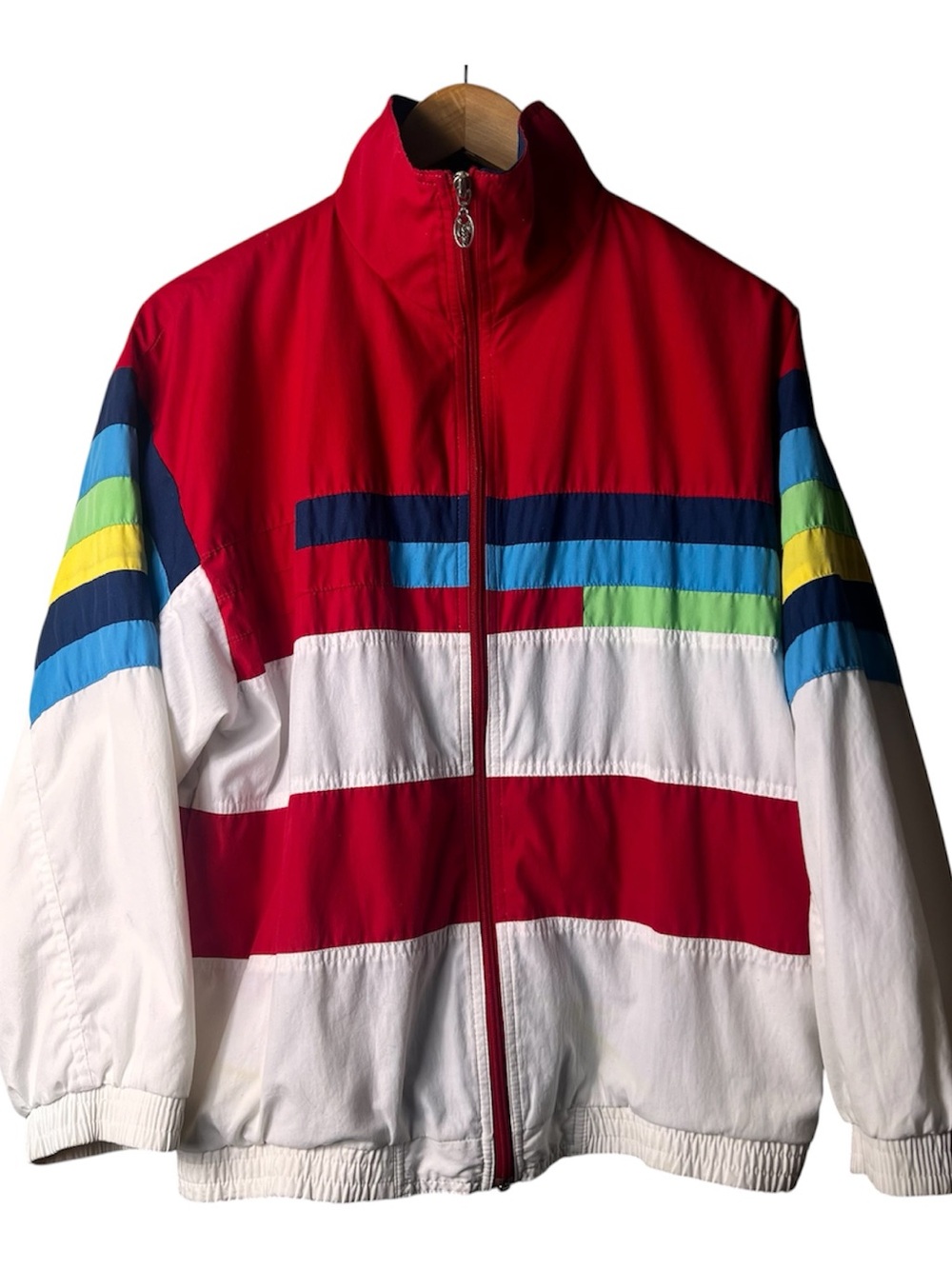 Lavon Vintage Men’s Colorblock Med Windbreaker Jacket -Multicolor Stripes